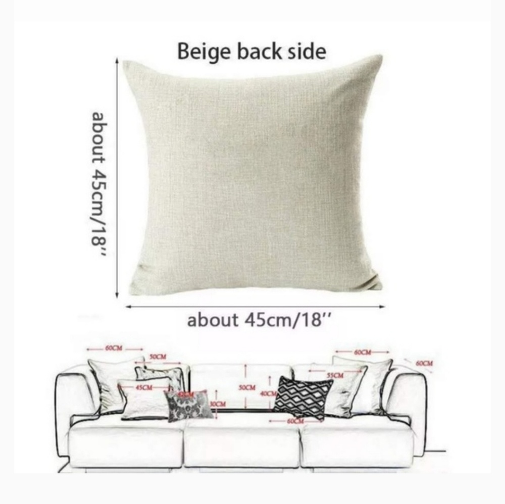 Pillow case 18" Cotton Linen Cushions Cover horns - Picture 2 of 7